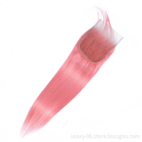 Straight Colored Hair Extension Remy Human Hair For Sale 100% Real Virgin Brazilian Pink Weave Bundles Human Hair